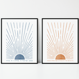 Hebrew Shema and Modeh Ani Sunrise & Sunset Wall Art Prints Set (2)