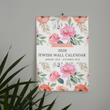 2026 (Jan-Dec) Jewish Wall Calendar with Jewish & US Holidays - Floral Edition