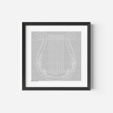 Entire Book of Psalms Art Print (Microtext Tehillim) - Harp