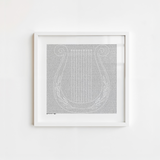 Entire Book of Psalms Art Print (Microtext Tehillim) - Harp