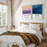 Hebrew Shema and Modeh Ani - Morning & Stars Wall Art Prints Set (2)