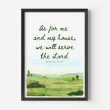Joshua 24:15 - As for Me and My House, Watercolor Wall Art Print