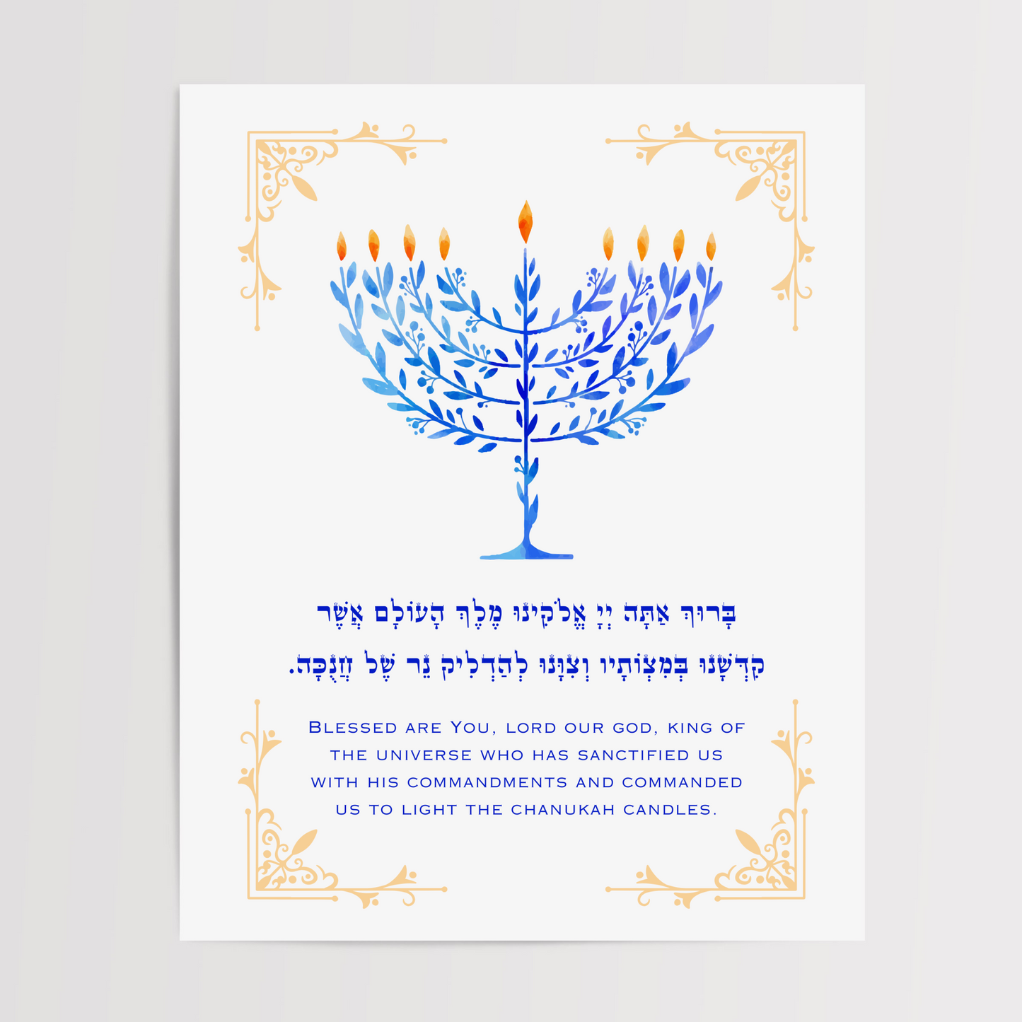 Menorah Lighting Prayer | Chanukah Bracha for Candle Lighting