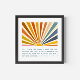 Jeremiah 29:11 - Retro Boho Sun Art Print