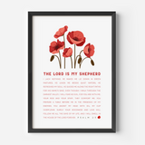 Psalm 23 Wall Art - The Lord is My Shepherd, Red Poppy Print