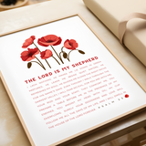 Psalm 23 Wall Art - The Lord is My Shepherd, Red Poppy Print