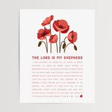 Psalm 23 Wall Art - The Lord is My Shepherd, Red Poppy Print