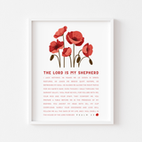 Psalm 23 Wall Art - The Lord is My Shepherd, Red Poppy Print