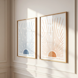 Hebrew Shema and Modeh Ani Sunrise & Sunset Wall Art Prints Set (2)