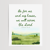 Joshua 24:15 - As for Me and My House, Watercolor Wall Art Print