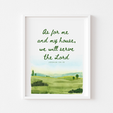 Joshua 24:15 - As for Me and My House, Watercolor Wall Art Print