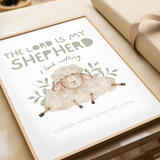 Psalm 23 - Personalized The Lord is My Shepherd Nursery Print, Baby Lamb