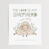 Psalm 23 - Personalized The Lord is My Shepherd Nursery Print, Baby Lamb