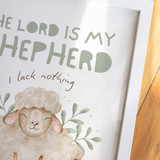 Psalm 23 - Personalized The Lord is My Shepherd Nursery Print, Baby Lamb