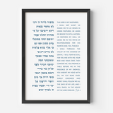 Psalm 23 wall art print in Hebrew and English, modern typography, black frame