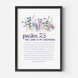 Psalm 23 Wall Art - The Lord is My Shepherd, Wildflower Print