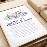 Psalm 23 Wall Art - The Lord is My Shepherd, Wildflower Print