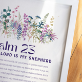 Psalm 23 Wall Art - The Lord is My Shepherd, Wildflower Print