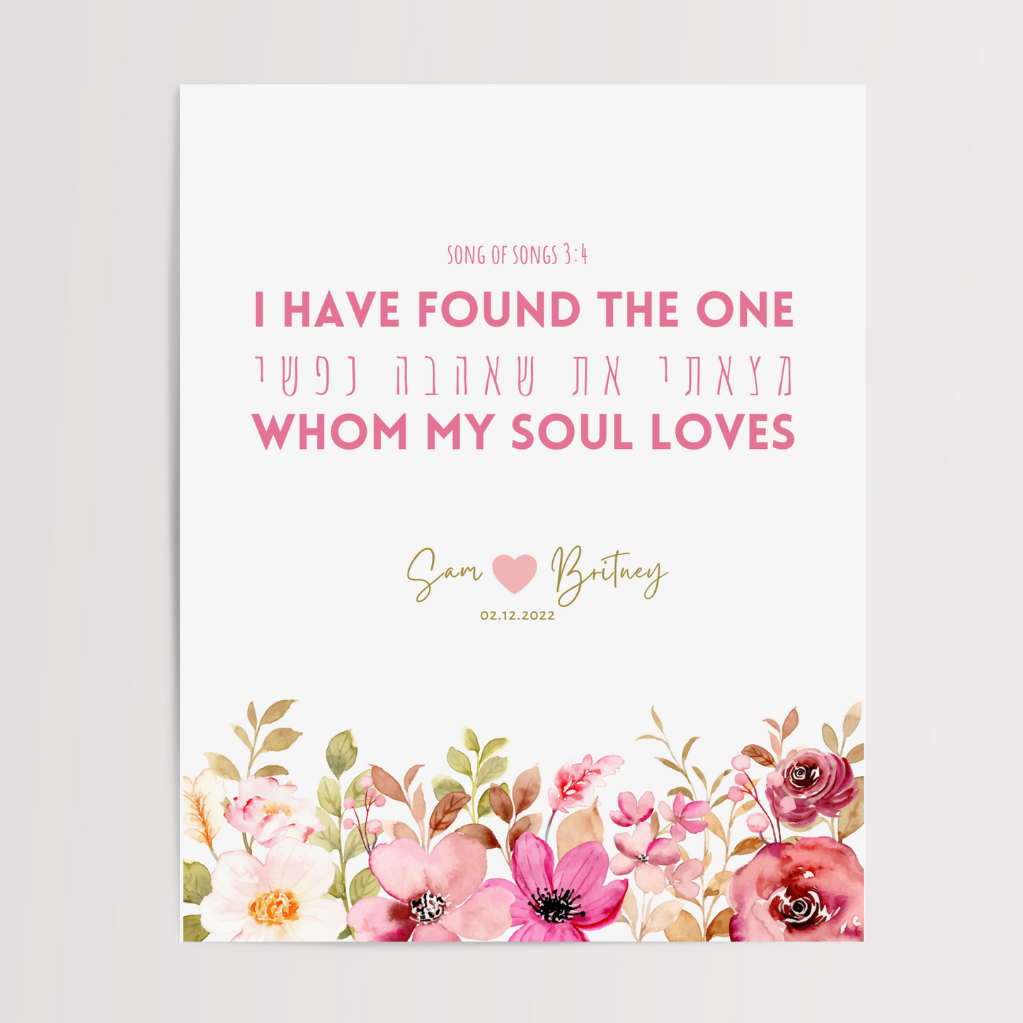 Personalized Song of Solomon 3:4 - Wedding Date Print