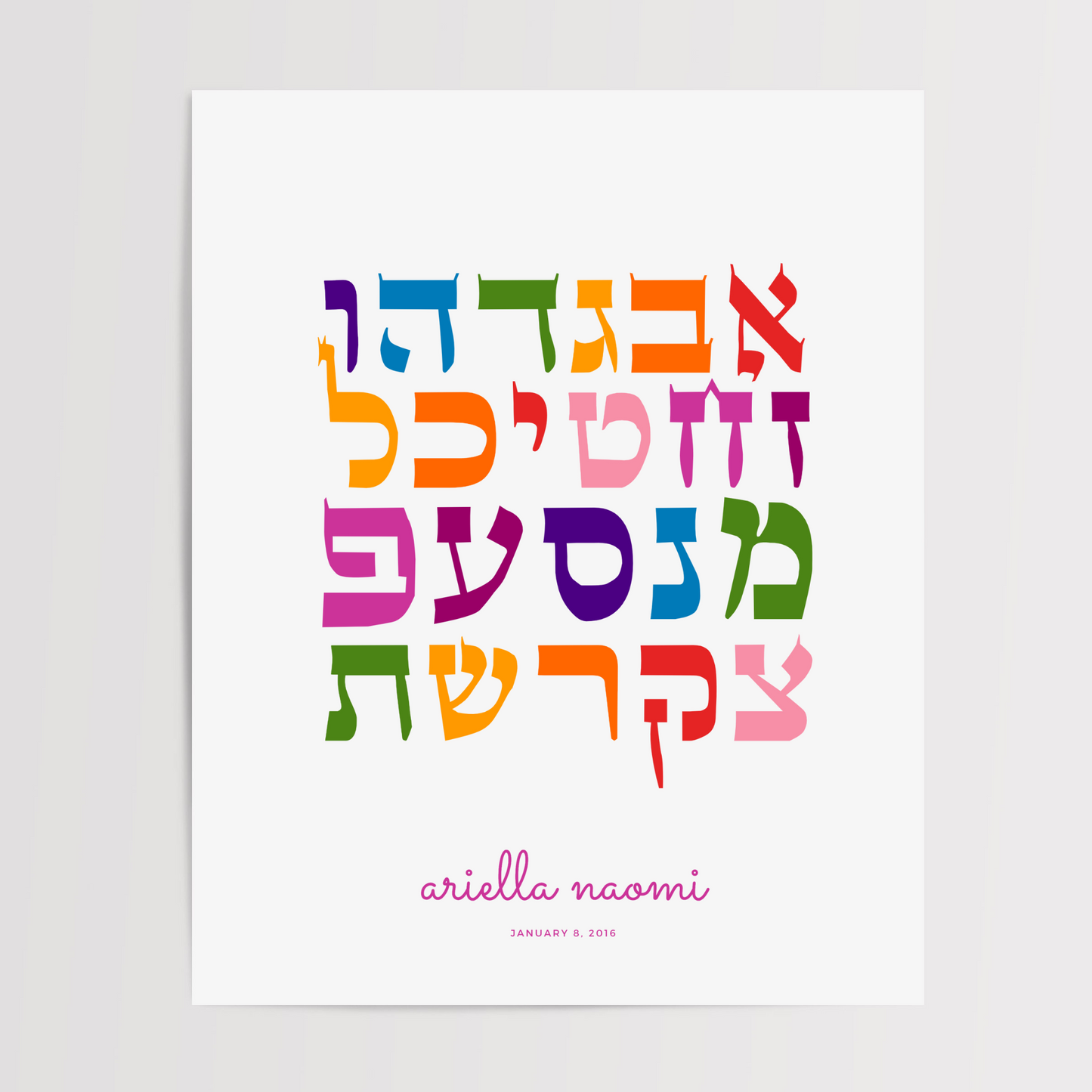 Personalized Aleph Bet - Colorful