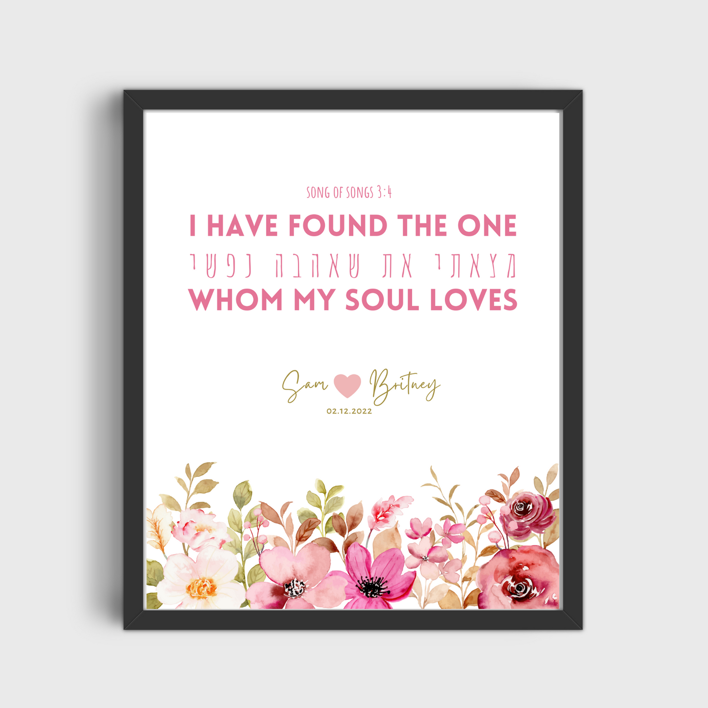 Personalized Song of Solomon 3:4 - Wedding Date Print