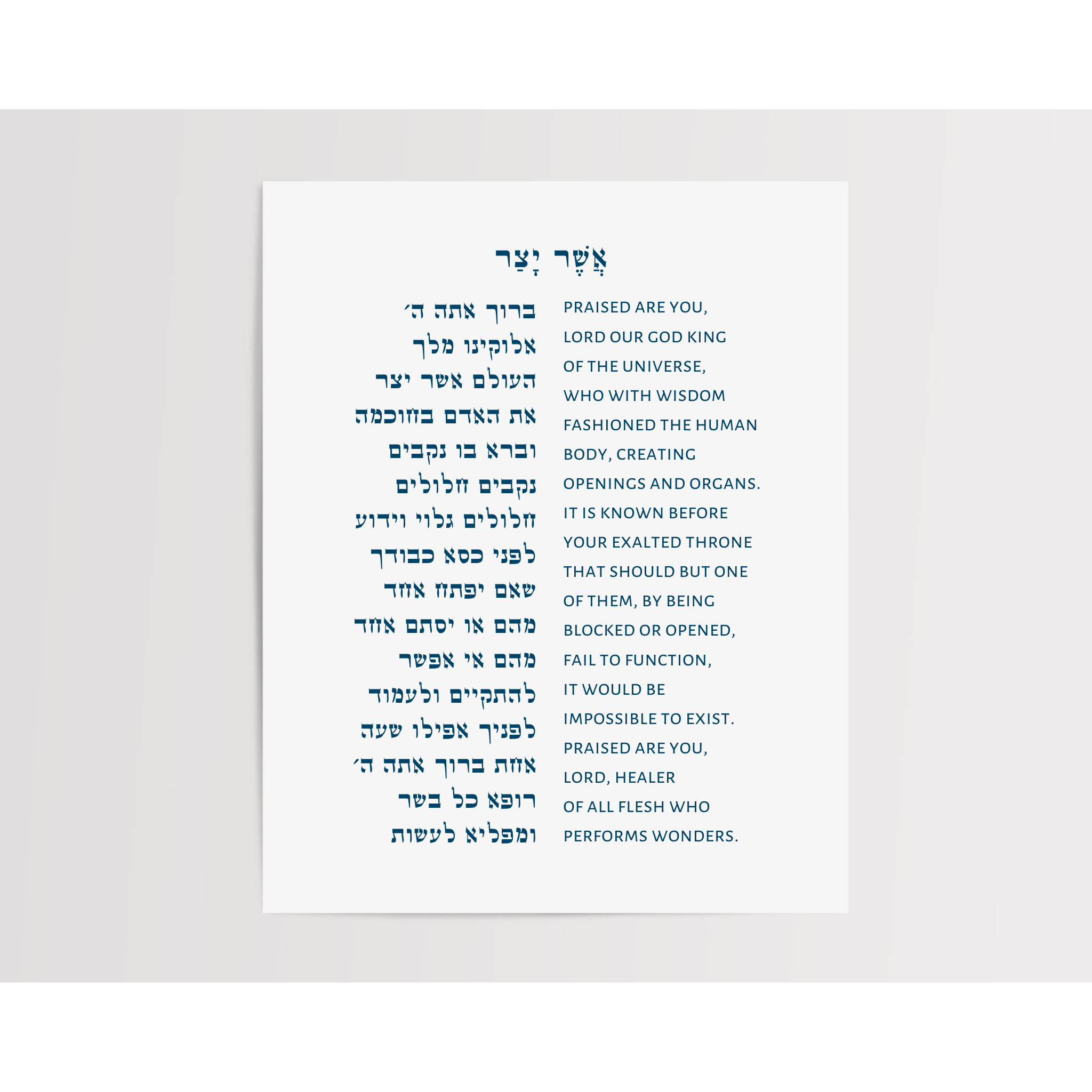Asher Yatzar Bracha Blessing Poster – The Verse