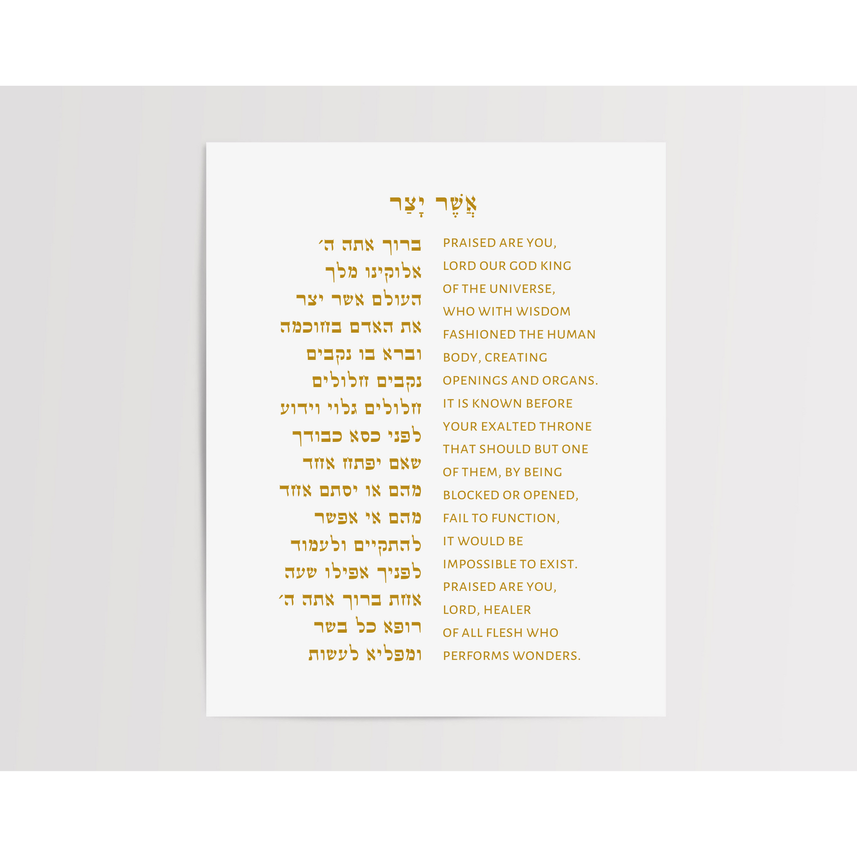 Asher Yatzar Bracha Blessing Poster – The Verse