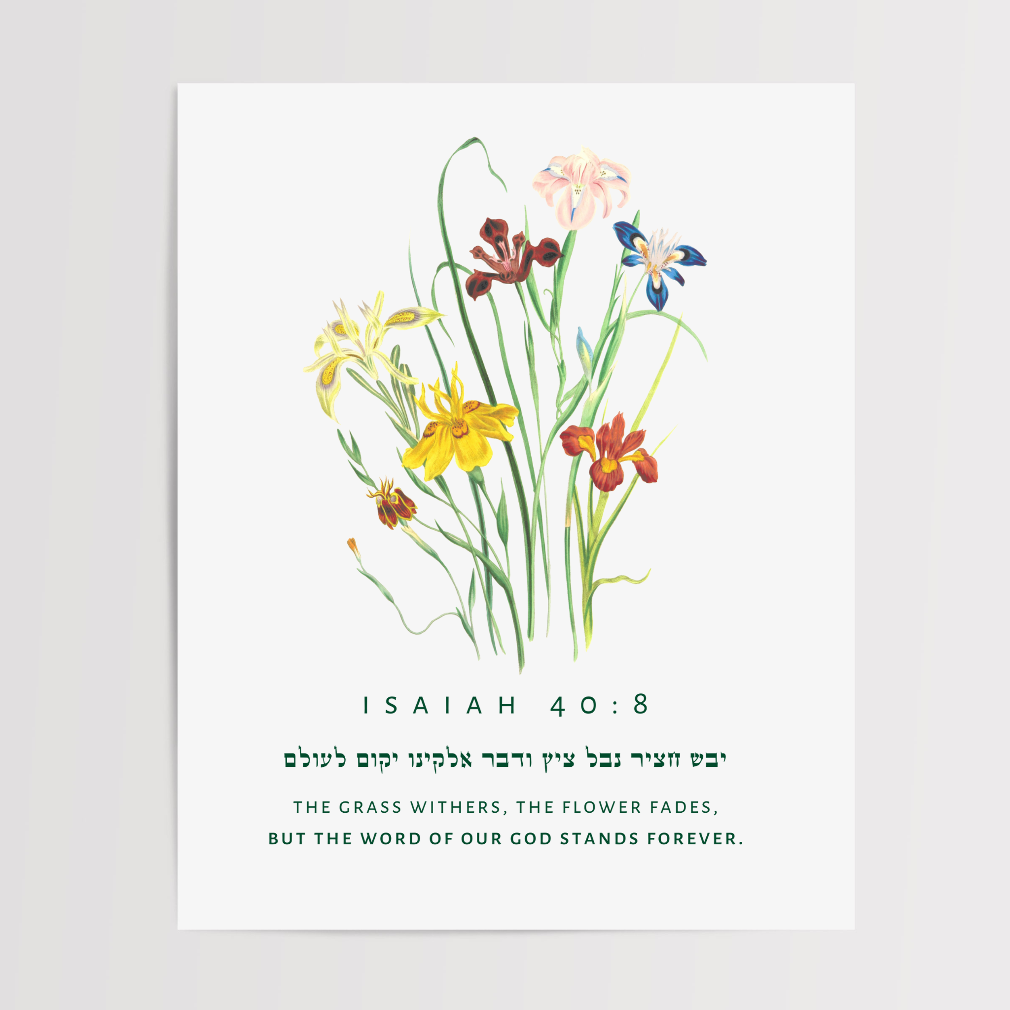 Isaiah 40:8 Floral Wall Art Print | Vintage Flower Christian Wall Decor ...