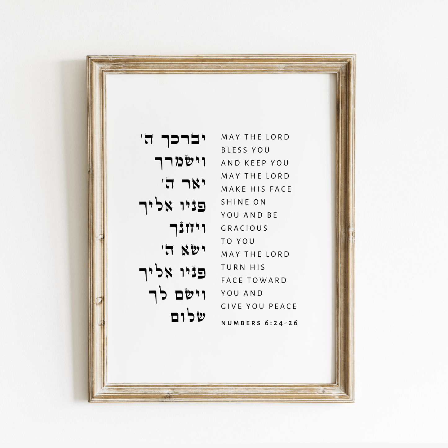 Gelato Numbers 6:24-26 - The Lord Bless You and Keep You Numbers 6:24-26 Priestly Blessing Bible Verse Wall Art Judaica Gifts