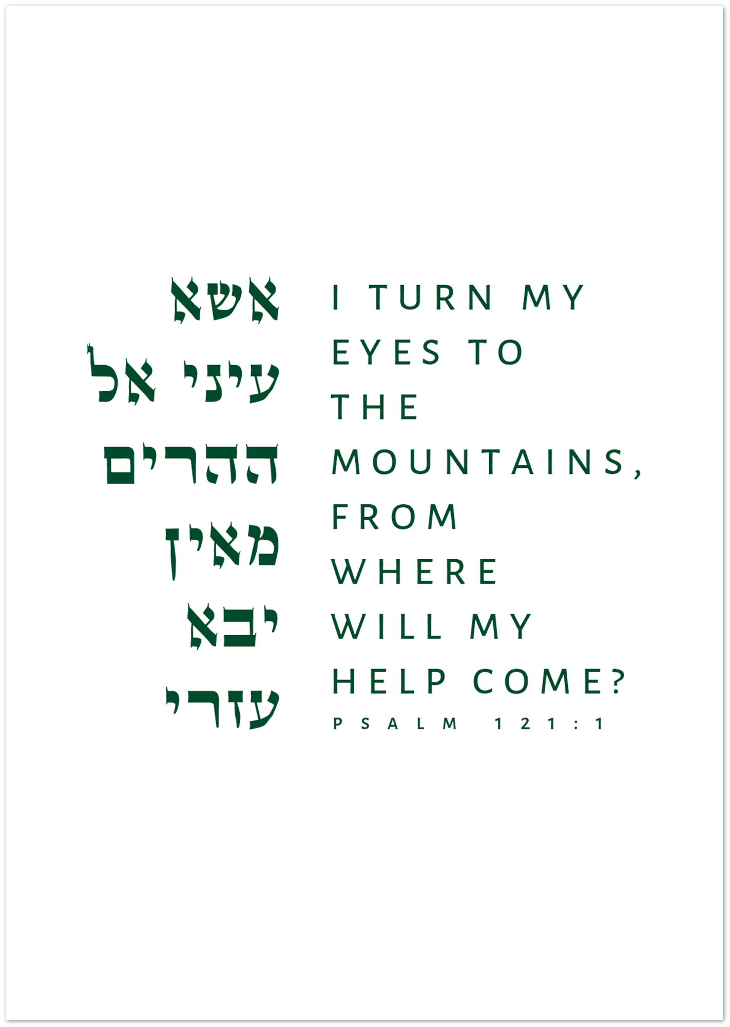 Gelato Psalm 121:1 Psalm 121:1 | I turn my eyes to the mountains | Psalms Jewish Wall Art
