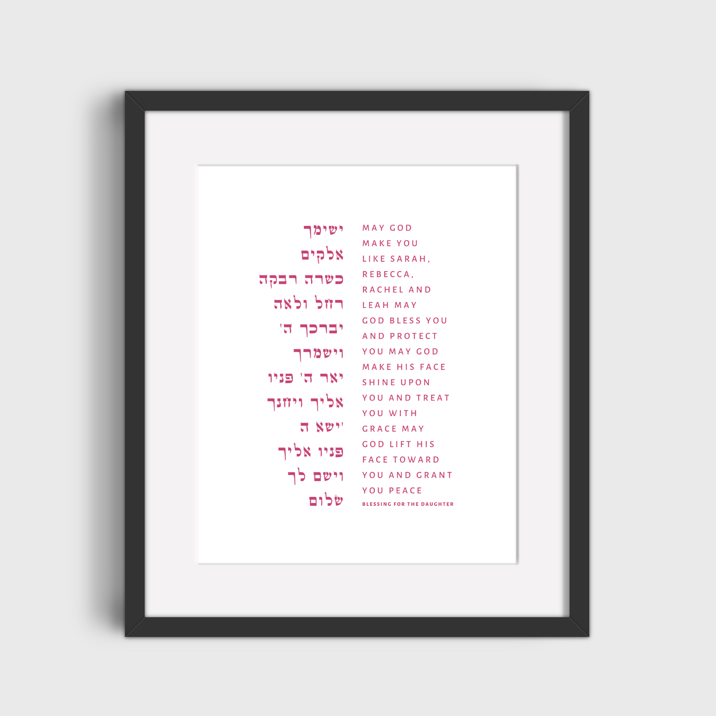 The Verse Birkat HaBanot - Blessing of the Children Prayer - Daughter Birkat HaBanim Blessing of the Children Daughter | Nursery Decor Gift