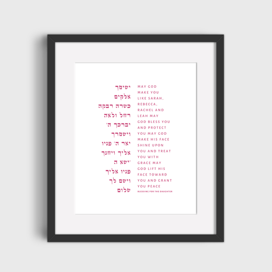 The Verse Birkat HaBanot - Blessing of the Children Prayer - Daughter Birkat HaBanim Blessing of the Children Daughter | Nursery Decor Gift