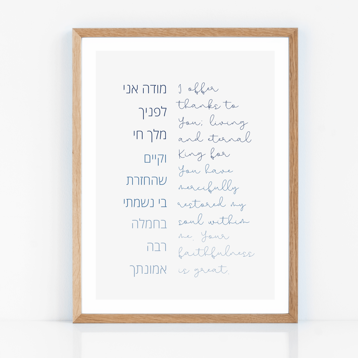 The Verse Modeh Ani - Jewish Morning Prayer Modeh Ani Jewish Morning Prayer | Jewish Art | Home Nursery Decor 