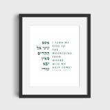 The Verse Psalm 121:1 Psalm 121:1 | I turn my eyes to the mountains | Psalms Jewish Wall Art